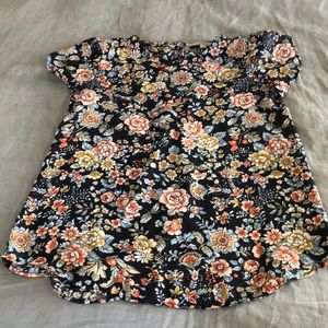LOFT Floral Flutter Sleeve Shirt